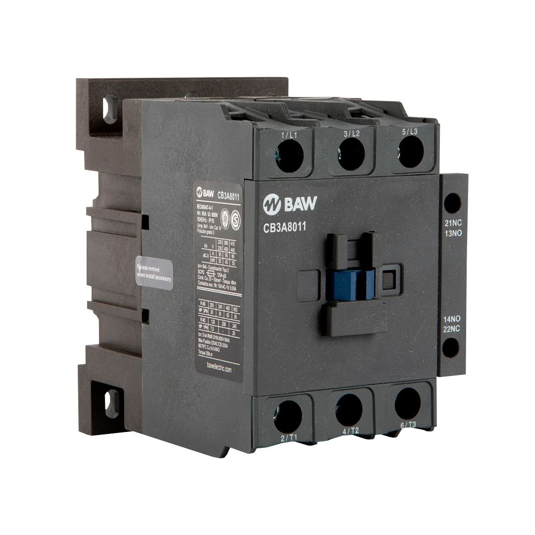 Contactor Tripolar BAW. 18,  5kW AC3 38A 1Na+1Nc Bob: 110Vca 50-60Hz