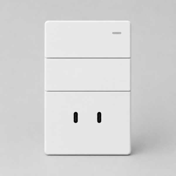 FRENTE PARA TECLA 2 CANALES CON DOBLE USB-C MONACO MACROLED, COLOR BLANCO