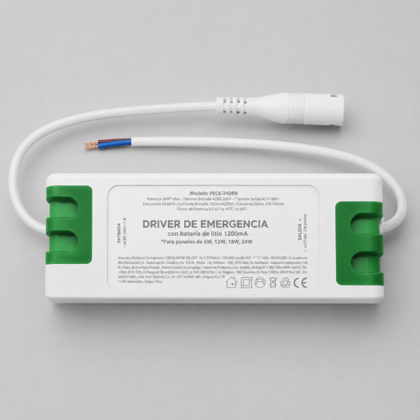 DRIVER DE EMERGENCIA 6W, 12W, 18W, 24W MACROLED AC180-265V