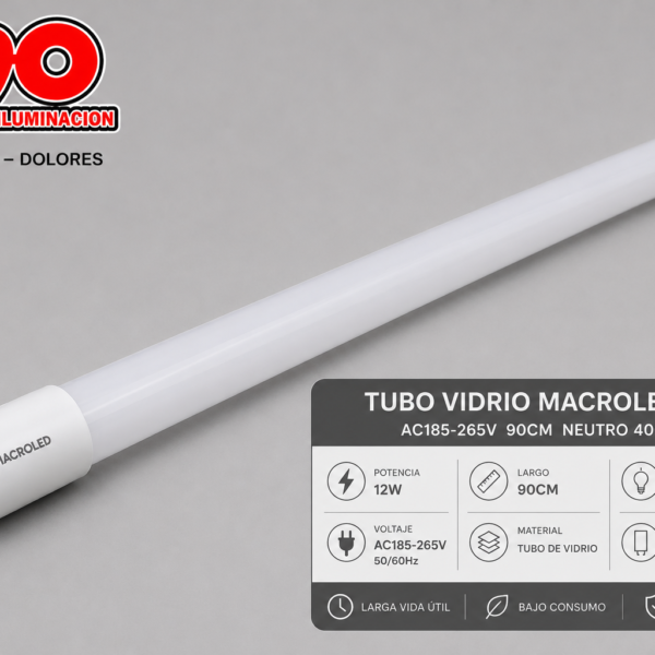 TUBO VIDRIO MACROLED 12W AC185-265V 90CM NEUTRO 4000K