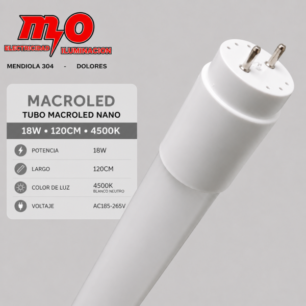TUBO MACROLED NANO 18W AC185-265V 120CM NEUTRO 4500K